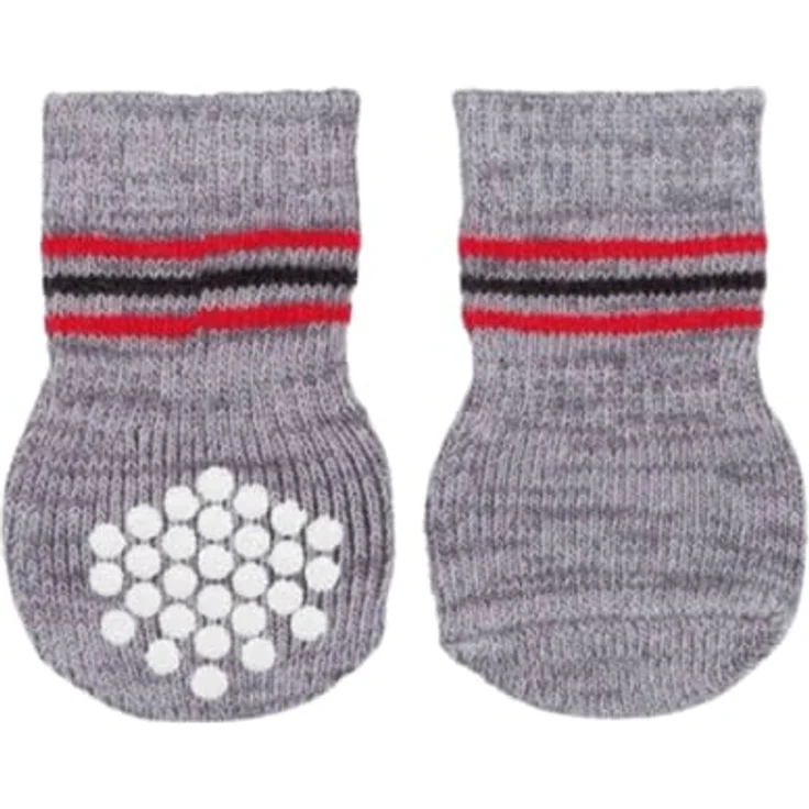 Trixie 19500 Hundesocken, Anti-Rutsch, XXS–XS, 2 St., grau – Bild 1