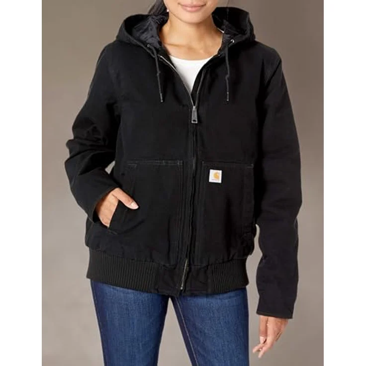 Carhartt WASHED DUCK ACTIVE JACKET, leichte Wärmedämmende Arbeitsjacke aus 100% Baumwolle, schwarz – Bild 2
