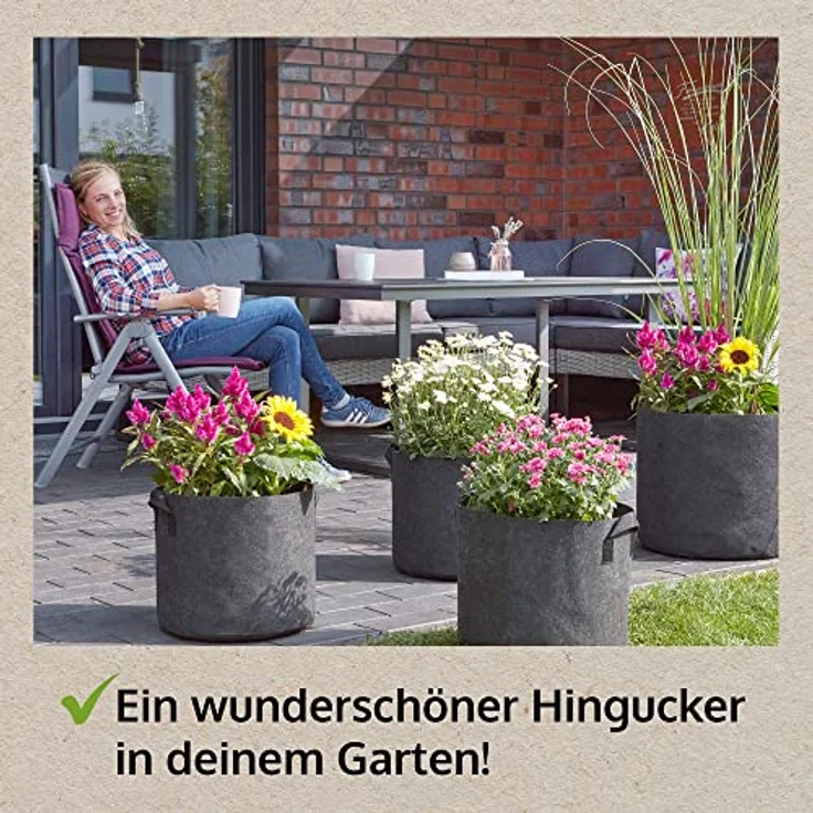 Zooprinz Pflanzkübel Pflanzsack Pflanztaschen 6er Set, 30L und 60L, 260 g/m² Vliesstoff, UV- und witterungsbeständig, mit Wasserabfluss-System – Bild 8