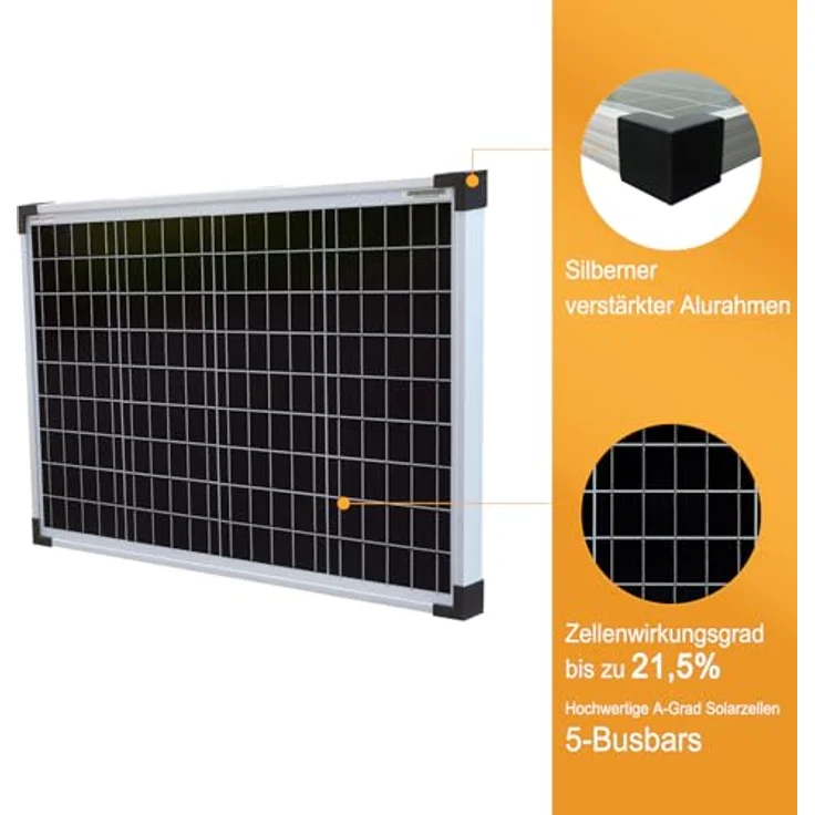enjoy solar Monokristallin PERC Solarmodul 12V/50W, ideal für Garten und Wohnmobil, TÜV zertifiziert mit 90% Leistungsgarantie bis 10 Jahre – Bild 3