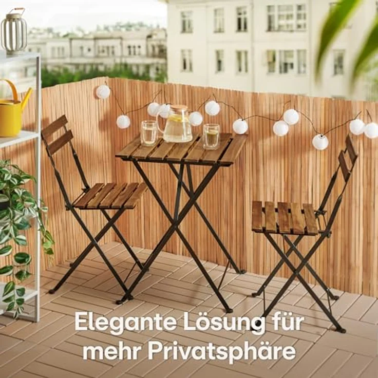 Praknu Bambus Balkon Sichtschutz, FSC® Zertifizierter Sichtschutz aus natürlichem Bambus, vielseitig einsetzbar für Innen- und Außenbereich, 90 x 300 cm – Bild 2