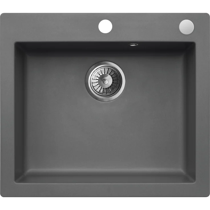 Axis Group Granitspüle Mojito 60, Einbauspüle 57x50 cm, Kratzfest, Moonlight Grey mit Siphon