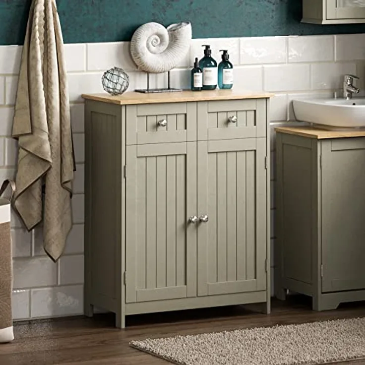 Bath Vida Hoch-& Midischränke fürs Bad, Mitteldichte Holzfaserplatte, Grau, Standard