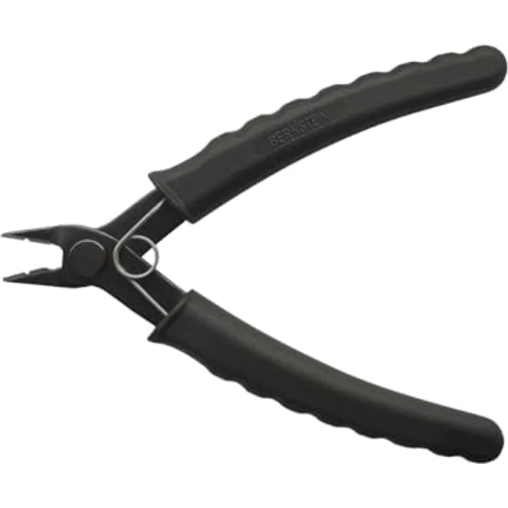 Bernstein ESD Abisolier Mini-Seitenschneider | 135 mm | Ohne Wate Für Kupferdrähte bis Ø 0,8 mm | Oberfläche brüniert | Mit Öffnungsfeder | ESD Griff schwarz 10^6 bis 10^9 Ohm