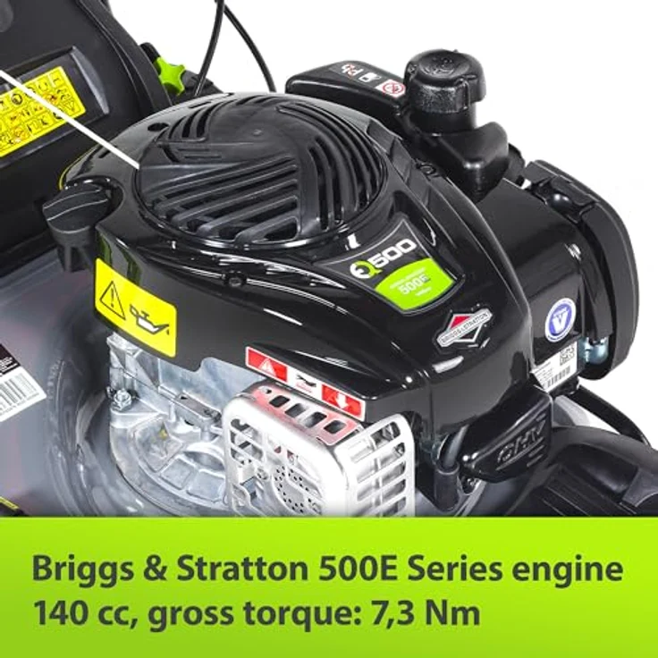 NAC Nac Mower Spal, Benzin-Rasenmäher mit Briggs & Stratton 140cc Motor, 50L Grasfangkorb, mulchen und seitlicher Auswurf – Bild 4