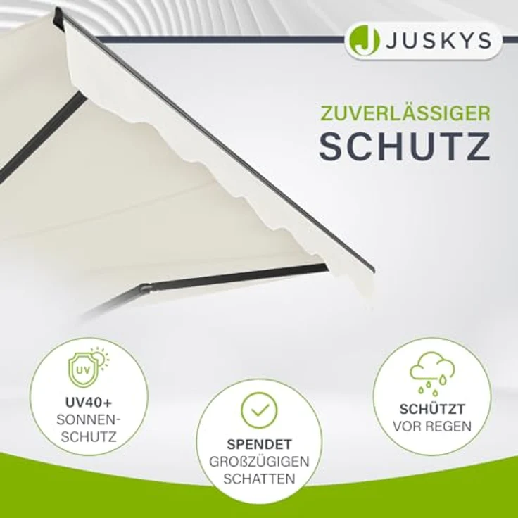 Juskys Gelenkarmmarkise 400 x 300 cm, UV40+ & wasserabweisend, mit Kurbel & Wandhalterung, Beige - Sonnenschutz Balkonmarkise für Terrasse & Balkon – Bild 3