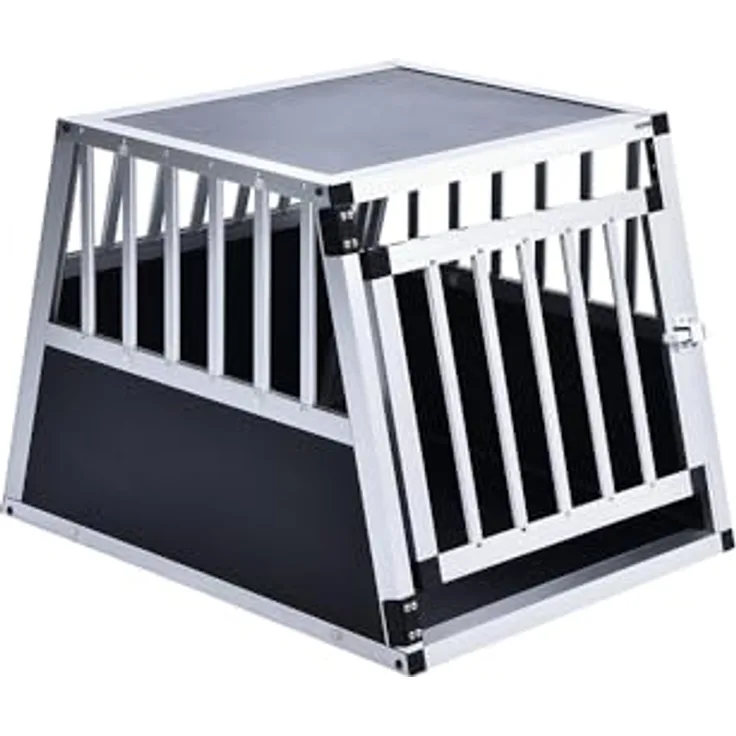 Home Deluxe - Hundetransportbox Skito - Größe: M, Aluminium, Farbe: Silber/Schwarz, inkl. Verschlusssystem - Hundebox Autobox
