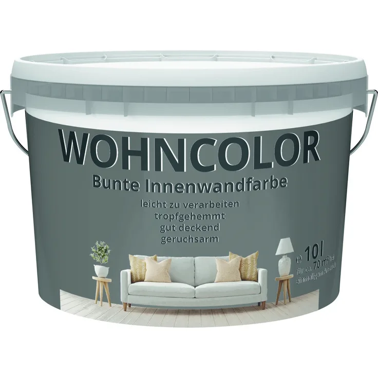Primaster Wohncolor Wandfarbe nachtnebel, 10 L, waschbeständige Innendispersionsfarbe für Innenräume