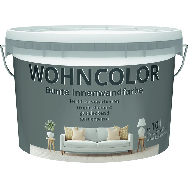 Primaster Wohncolor Wandfarbe nachtnebel, 10 L, waschbeständige Innendispersionsfarbe für Innenräume