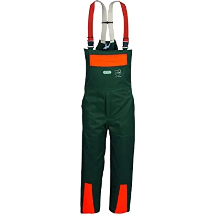 Watex 8-6612 Forstschutz-Latzhose "Forest-Jack", Schnittschutz, grün-leuchtorange, mit elastischen, verstellbaren Hosenträgern und seitlichem Schlitz – Bild 1