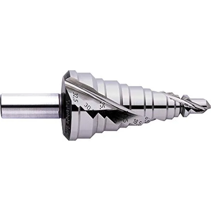 Exact 05310 HSS Stufenbohrer Mf12 - Mf32, Zylinderschaft für präzise Metallbohrarbeiten, Durchmesser 32,5 mm