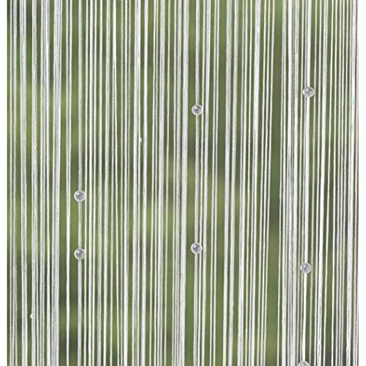 Dekoleidenschaft Fadenvorhang Weiße Perlen 90x220 cm, Insektenschutz-Vorhang für Balkon- und Terrassentür – Bild 5