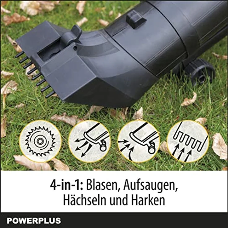 Powerplus 3300 W Elektrischer Laubbläser mit Zerkleinerungsfunktion, 300 km/h Blasgeschwindigkeit, Farbe Gold, EU Plug 220V – Bild 4