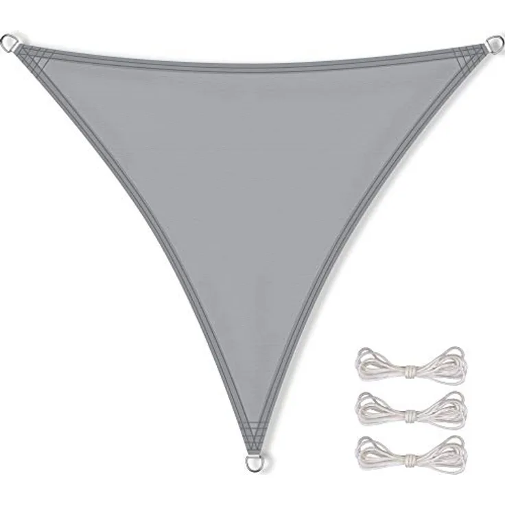 CelinaSun Sonnensegel inkl Befestigungsseile Premium PES Polyester wasserabweisend imprägniert Dreieck gleichseitig 3 x 3 x 3 m hell grau
