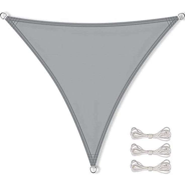 CelinaSun Sonnensegel inkl Befestigungsseile Premium PES Polyester wasserabweisend imprägniert Dreieck gleichseitig 3 x 3 x 3 m hell grau – Bild 1