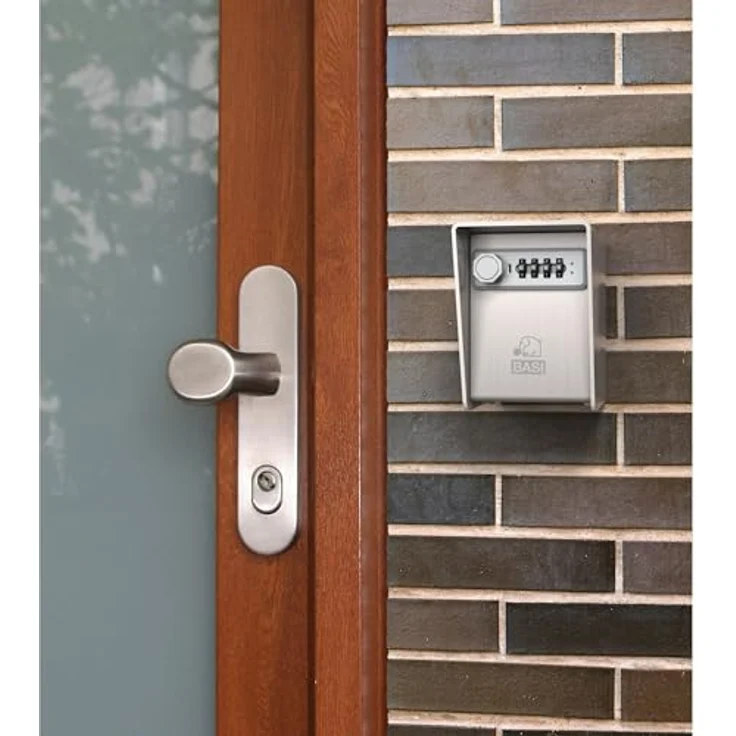 BASI | Schlüsselsafe mit Zahlenschloss aus 3 mm starkem Edelstahl, 4-stelliger individuell einstellbarer Zahlencode, für Innen- und Außenbereich geeignet, wetterfester Schlüsseltresor – Bild 3