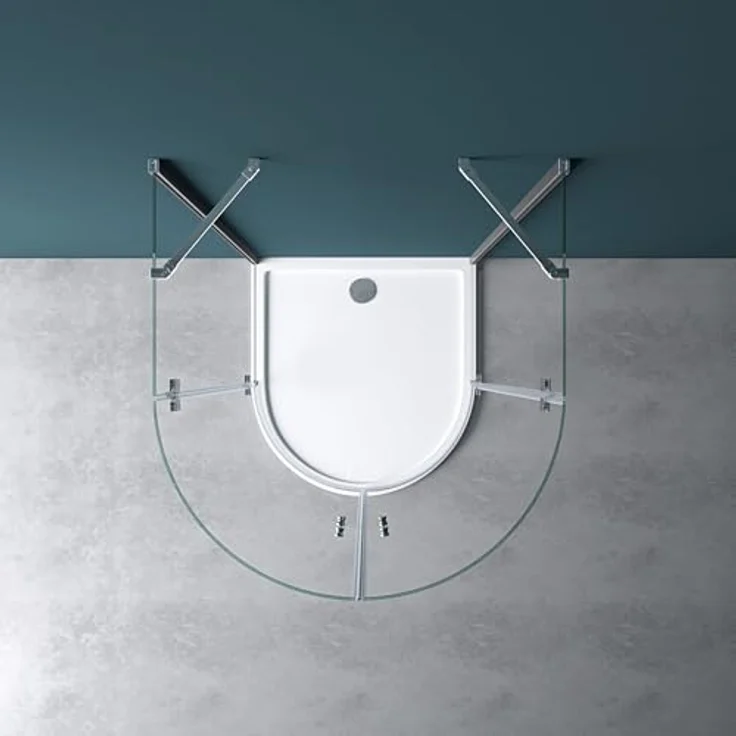 Mai & Mai Duschkabine U Form, 90x90cm Klarglas mit 6mm ESG-Sicherheitsglas, inkl. Duschtasse und Ablaufgarnitur, bodengleich montierbar, Easy-Clean Nano-Beschichtung – Bild 3