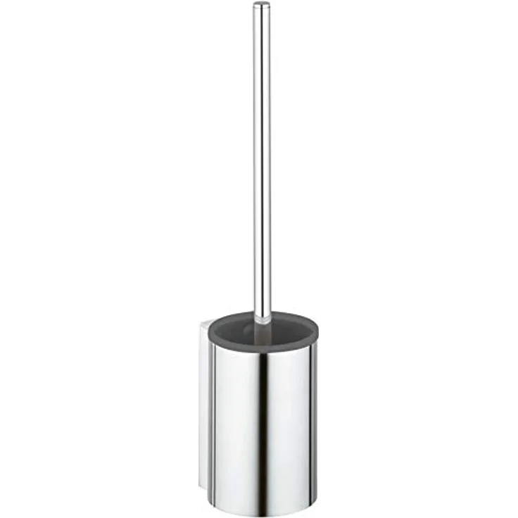 KEUCO Toilettenbürsten-Garnitur aus Metall Chrom und Kunststoff grau, Wandmontage, WC-Bürste mit Halterung für Bad und Gäste-WC, Klobürste, Plan – Bild 1