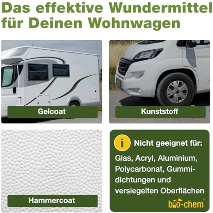 bio-chem Regenstreifenentferner 500ML + Waschhandschuh – Tiefenwirksames Haftgel gegen Regenstreifen & Öl für Auto, Caravan und Boot – Bild 6