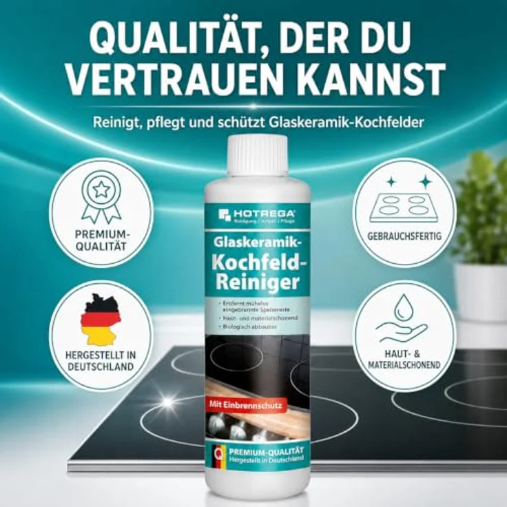 HOTREGA® Glaskeramik Kochfeld Reiniger, 250ml Spezial-Politur zur schonenden Reinigung und Pflege von Glaskeramik-Kochfeldern – Bild 6