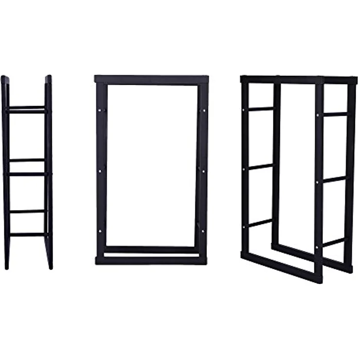 Zelsius Kaminholzregal, 60 x 25 x 150 cm - schwarz, stabiles Metall-Brennholzlager für Innen und Außen, idealer Kaminholzständer mit großer Staufläche – Bild 4