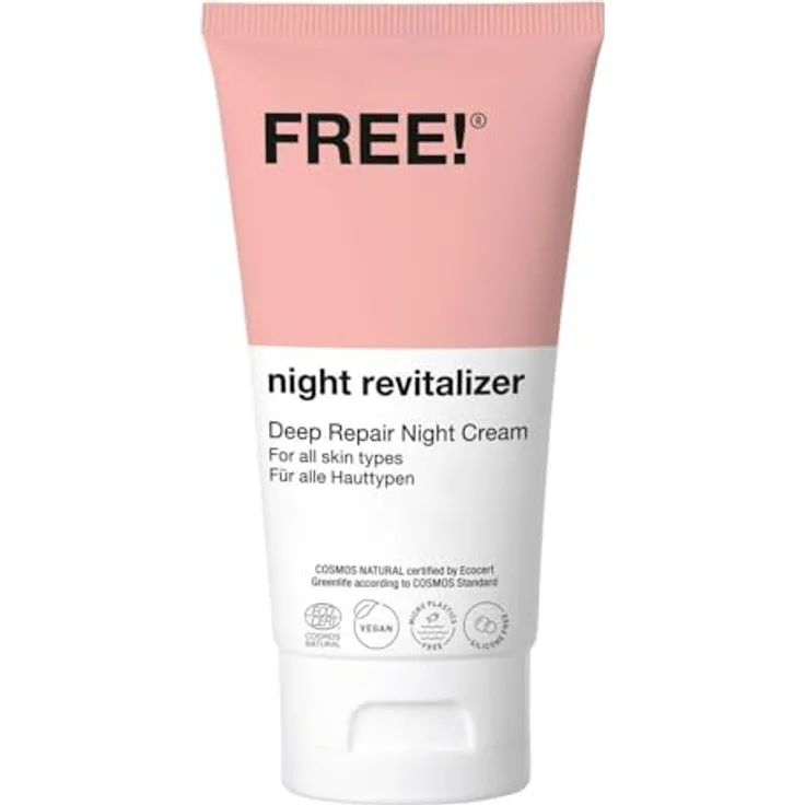 Free Organics Night Revitalizer, Deep Repair Nachtcreme mit Hyaluronsäure und Vitamin C, 50ml