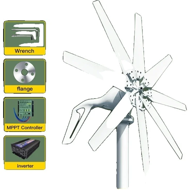 OEM Windkraftgenerator 1000W, MPPT-Controller, geräuscharmer Betrieb, 12V-b, Insel-System