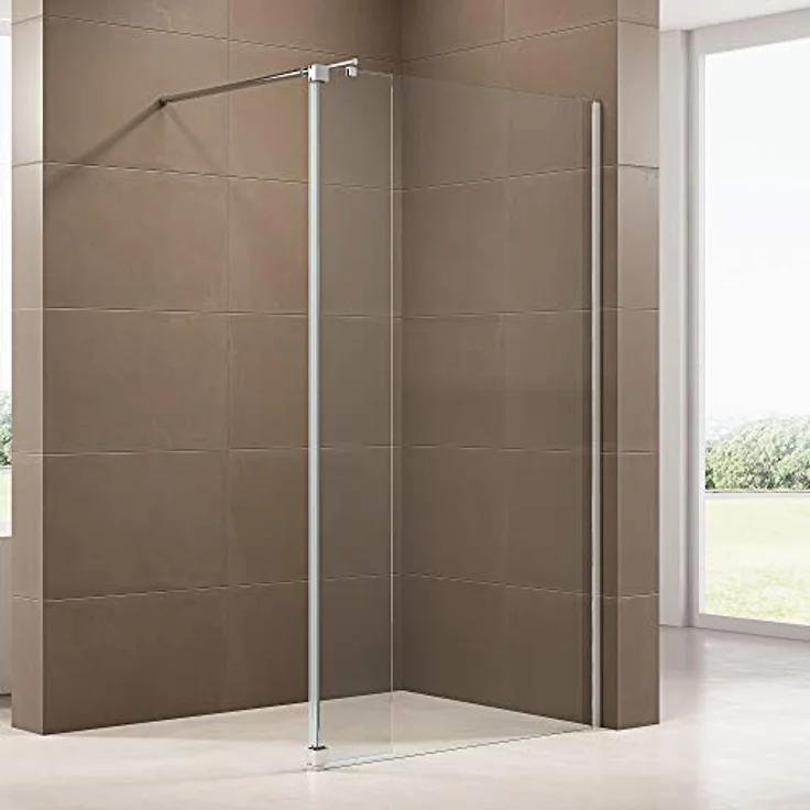 BERNSTEIN Seitenelement Spritzschutz Echtglas NT106, Duschzubehör für Walk-In Dusche, Klarglas, 200 cm hoch, 30 cm breit, ESG-Hartglas mit Nanobeschichtung, Edelstahl-Scharniere – Bild 4