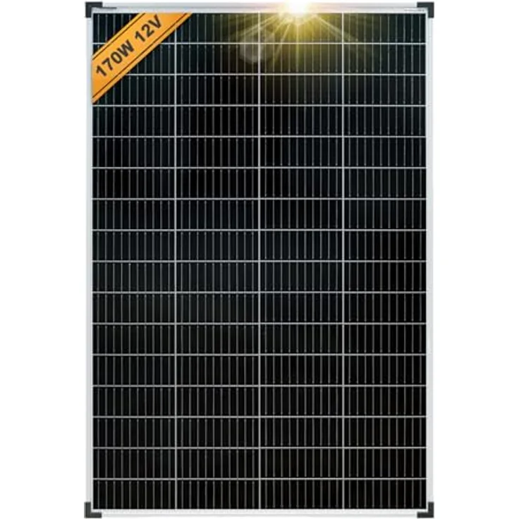 enjoy solar Eco Line ES170M, Monokristallines PERC Solarmodul 170W, ideal für Garten und Wohnmobil, TÜV zertifiziert, mit 90 cm Solarkabel, 10,9 kg