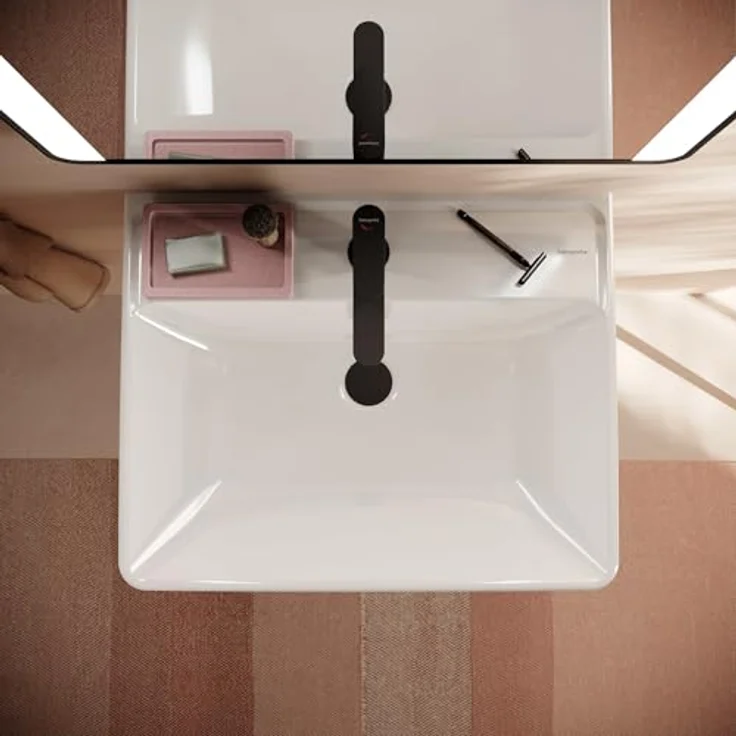 hansgrohe Xanuia Q Waschtisch, Waschbecken mit Hahnloch, ohne Überlauf, 600x480mm, weiss glänzend – Bild 7