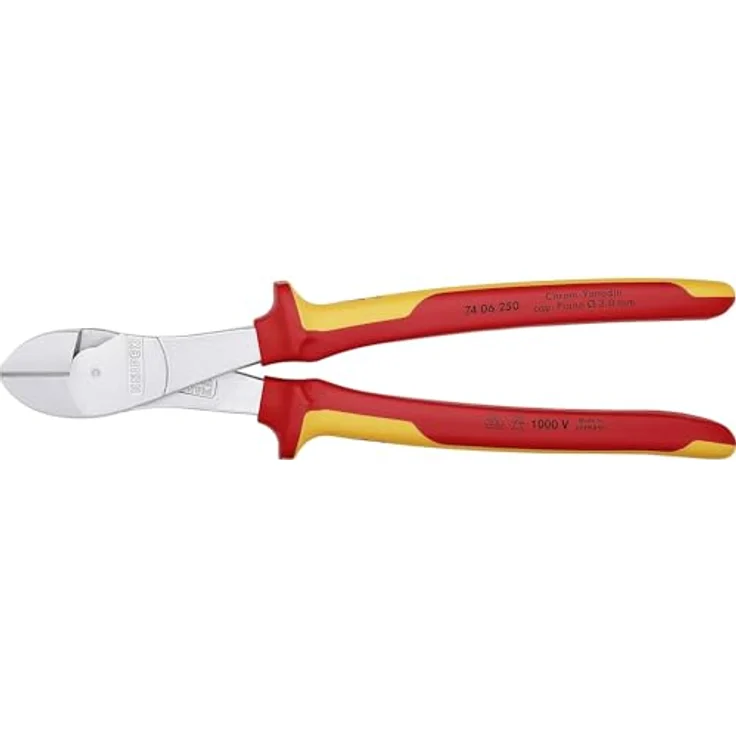 KNIPEX 74 06 250 Kraft-Seitenschneider isoliert mit Mehrkomponenten-Hüllen, verchromt 250 mm – Bild 2