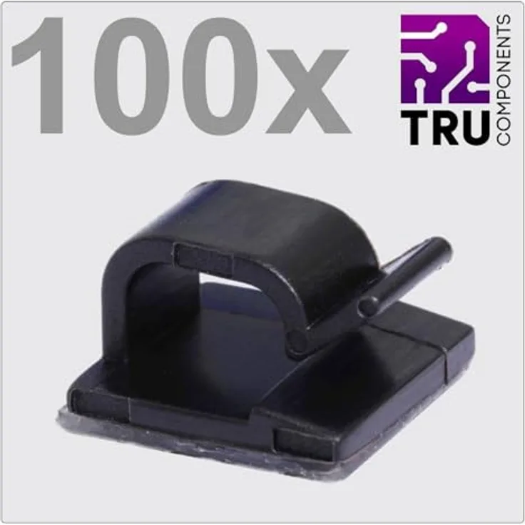TRU Components T24CA020 Kabelclip, selbstklebend, Durchmesser 1-7 mm, Schwarz, 100 Stück