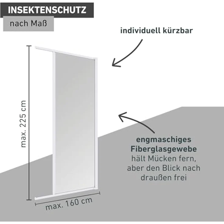 Windhager Plus Insektenschutz Aluminium-Rollo Fliegengitter für Türen, Balkontüren, individuell Kürzbar, 160 x 225 cm, Weiß, 03894 – Bild 3