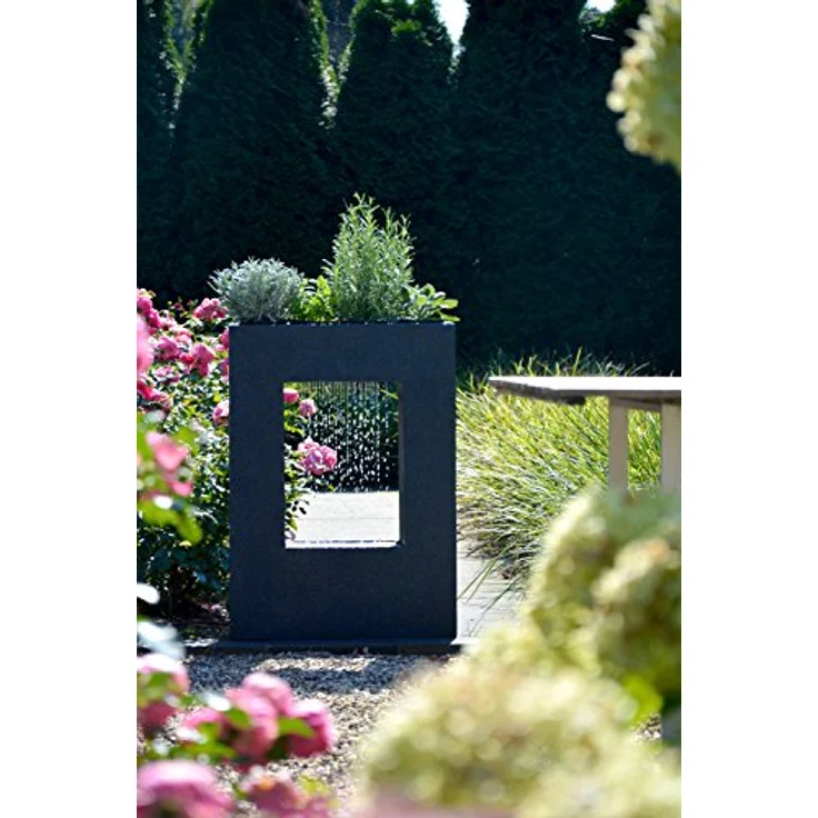 dobar Großer Design Garten-Brunnen mit Pumpe und LED´s, Polyresin, grau-schwarz, 54.5 x 19 x 76 cm, 96110e – Bild 9