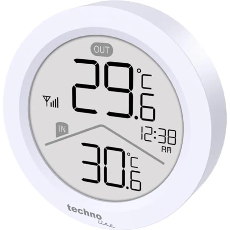 TECHNOLINE WS 9168 Temperaturstation mit integrierter Quarzuhr, Innen- und Außentemperaturanzeige, MIN/MAX-Funktion, flexibel einsetzbar in Schwarz – Bild 1