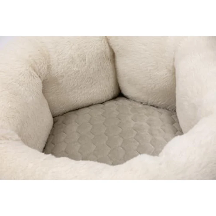 Karlie Tierbett Liegebett Velvet rund, beige, 45 cm breit, waschbar bis 30° C, Anti-Rutsch-Ausstattung – Bild 4