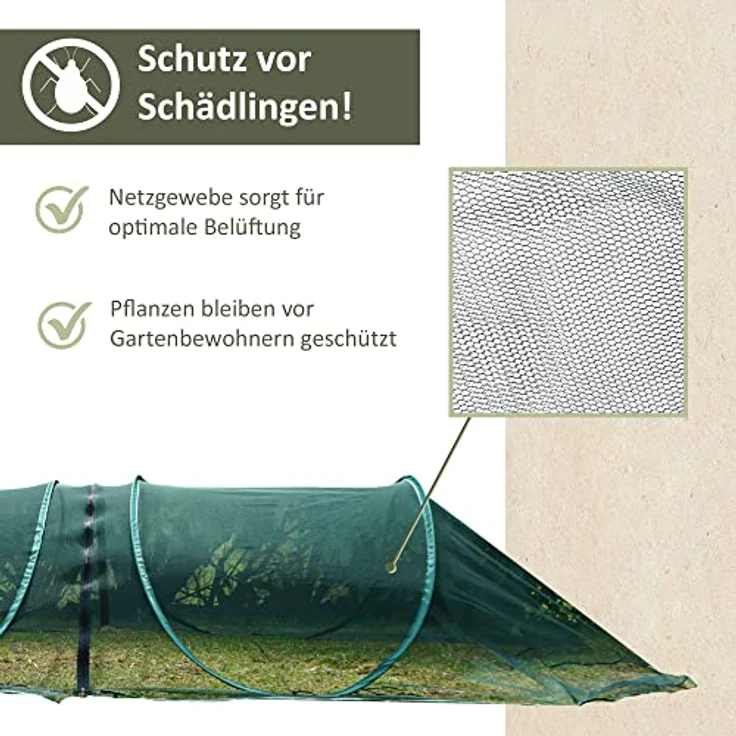 Nativ Erweiterung für Pflanztunnel, modularer Gartentunnel aus dunkelgrünem Netzmaterial, individuell einstellbare Breite und Höhe, Länge 110 cm – Bild 5
