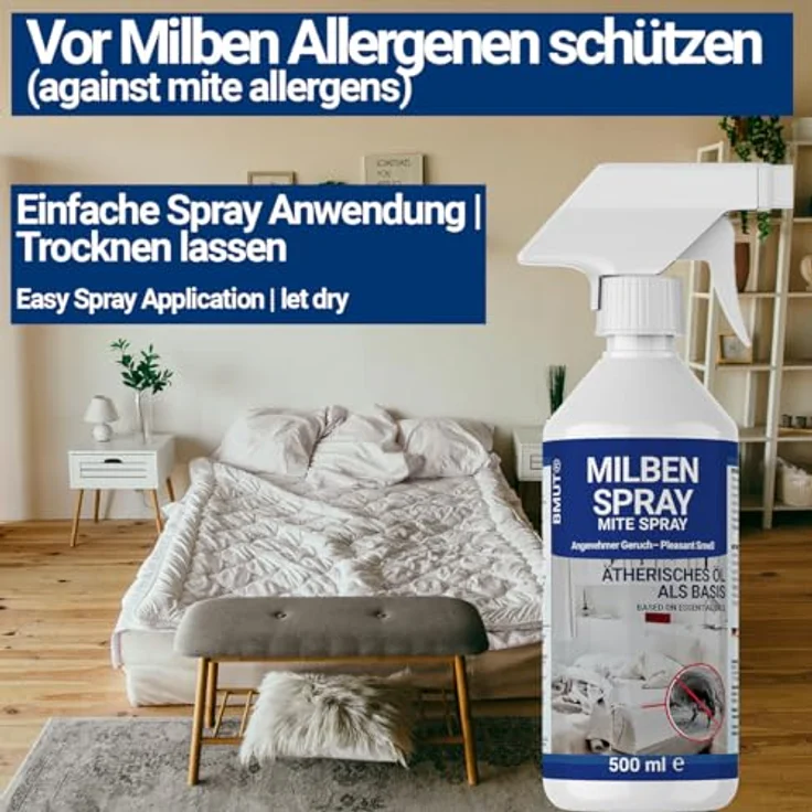 BMUT 500ml Milbenspray für Matratzen, 100% giftfrei, gegen Hausstaubmilben, geeignet für Bettwäsche und Textilien, in Deutschland hergestellt – Bild 5