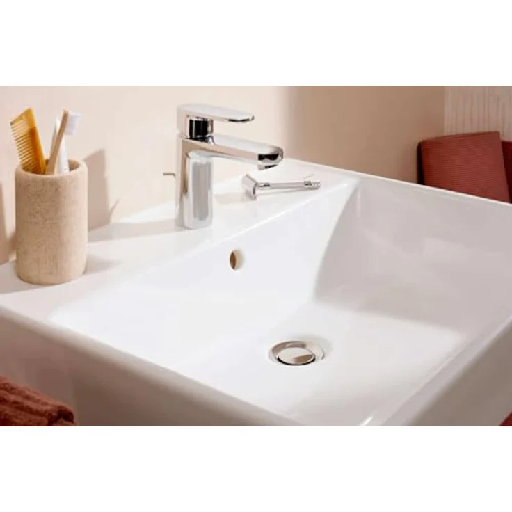 hansgrohe Xanuia Q Waschtisch, Waschbecken mit 1 Hahnloch, Überlauf, 650x480mm, weiß, keramikbeschichtet, schallschutzmatte – Bild 4
