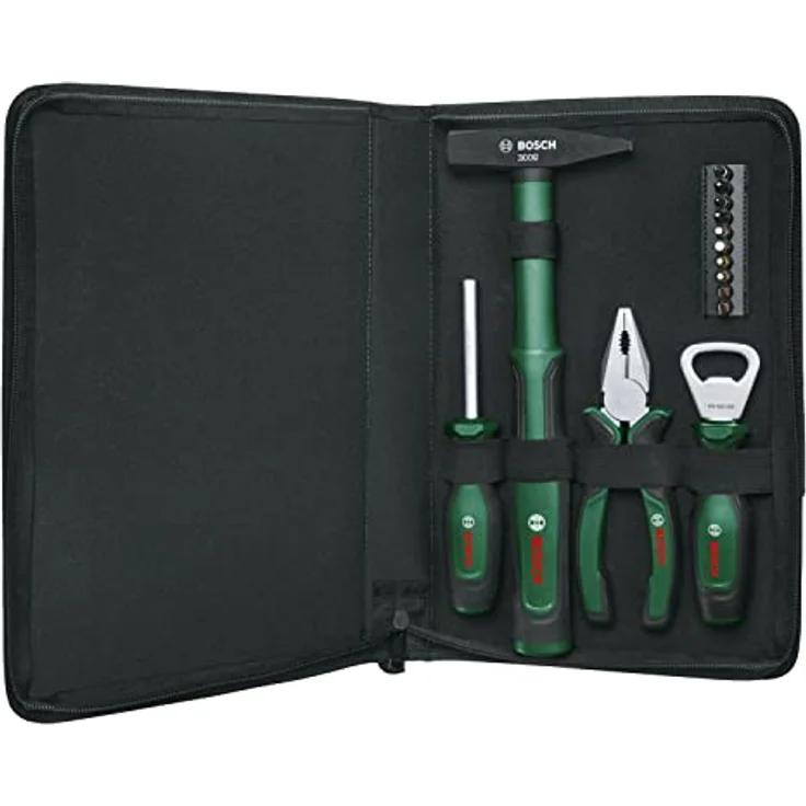 Bosch Home & Garden Easy Werkzeugkoffer, 14-teiliges Set mit Kombizange, Schlosserhammer und Universal-Schraubendreher in praktischer Stofftasche – Bild 2