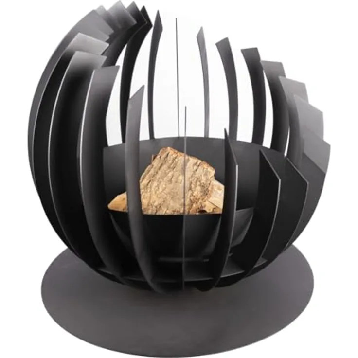 Redfire Barkley Feuerkorb, Schwarz, ca. Ø 54 x 55 cm, mit auffälligem Säulendesign
