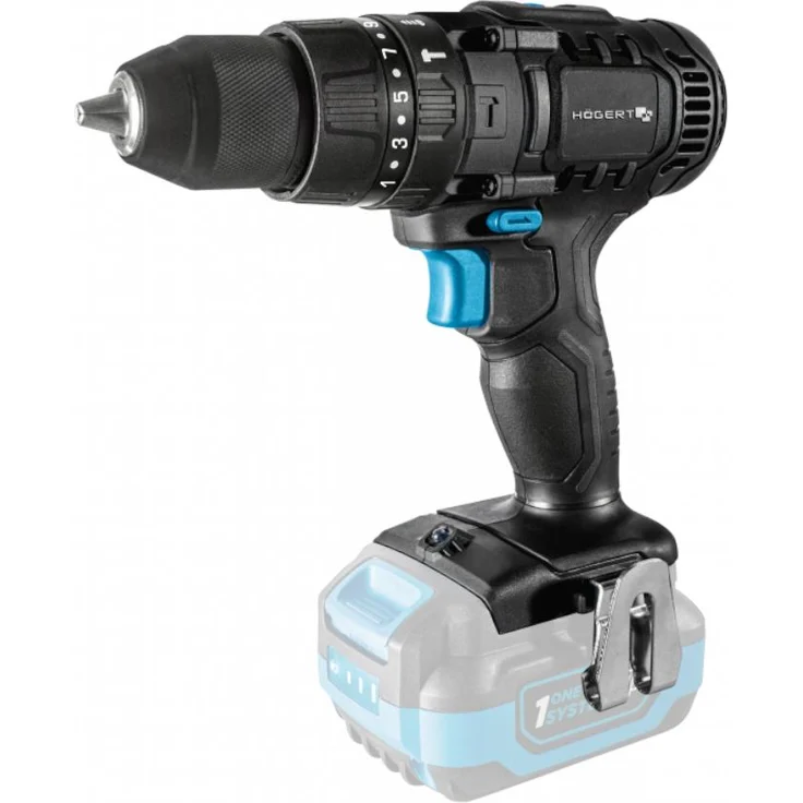 Högert Akku-Schlagbohrmaschine 18V Ht2E221-0Pd, Bohrmaschine mit 50 Nm Drehmoment und Schnellspann-Werkzeugaufnahme