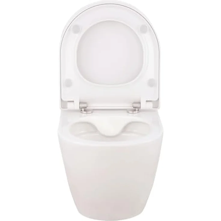Calmwaters Tiefspül-WC, Wandhängend, Abgang Waagerecht, Raumspar WC 45 cm, spülrandlos, Absenkautomatik, Weiß – Bild 10