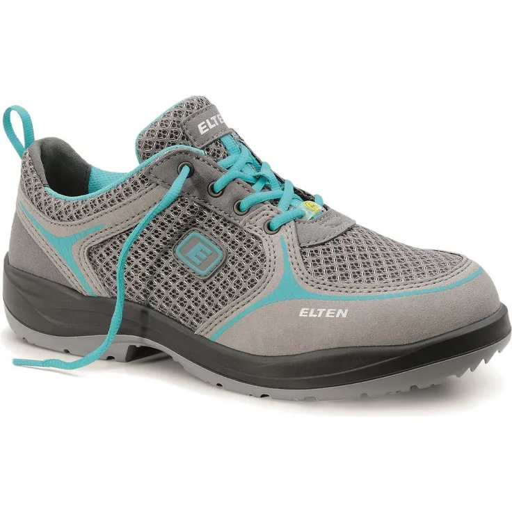 ELTEN MILA aqua Low ESD S1 74720 Damen Sicherheitsschuh, Grau-Türkis, mit Stahlkappe und orthopädischer Zulassung