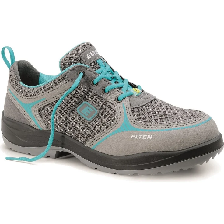 ELTEN MILA aqua Low ESD S1 74720 Damen Sicherheitsschuh, Grau-Türkis, mit Stahlkappe und orthopädischer Zulassung