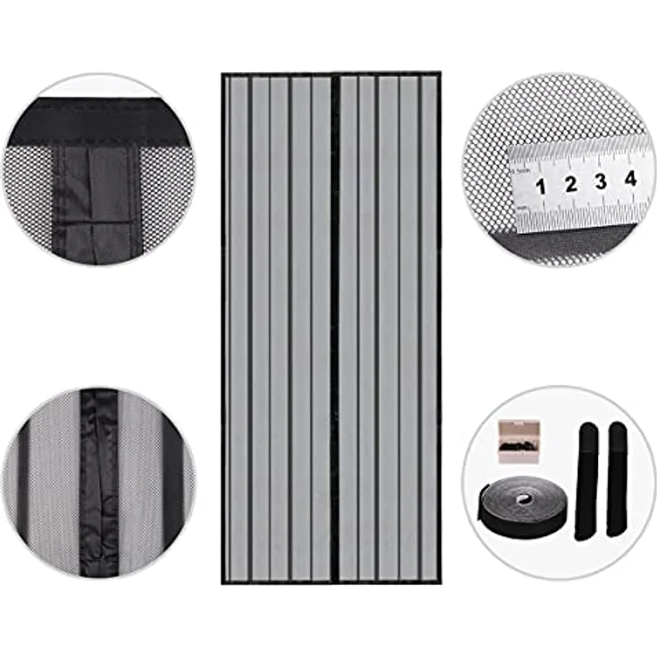 Sekey Magnet Fliegengitter Balkontür ohne Bohren, Türvorhang Fliegenschutz Schiebetür, Insektenschutz Vorhang Tür durch leichte Montage 100x220cm, Schwarz – Bild 2