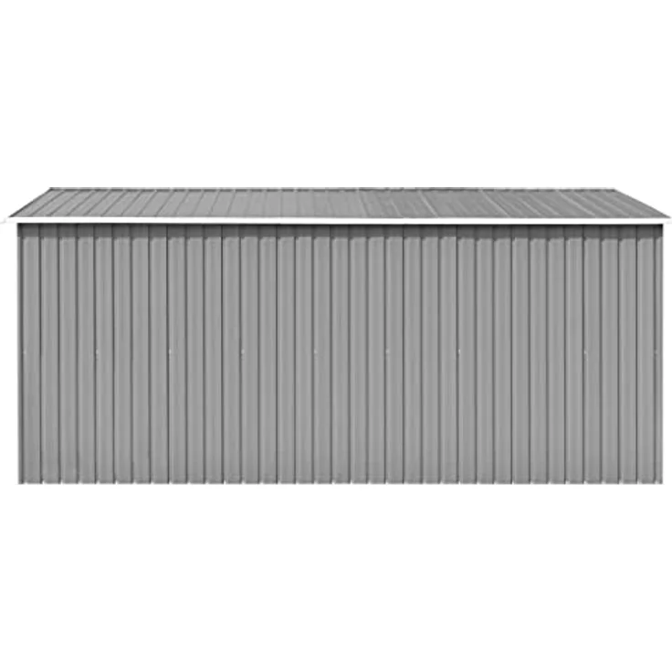 vidaXL Geräteschuppen 257x392x181cm Metall Grau Gerätehaus Schuppen Gartenhaus Gartenschuppen Lagerschuppen Werkzeugschuppen Gartenaufbewahrung – Bild 5