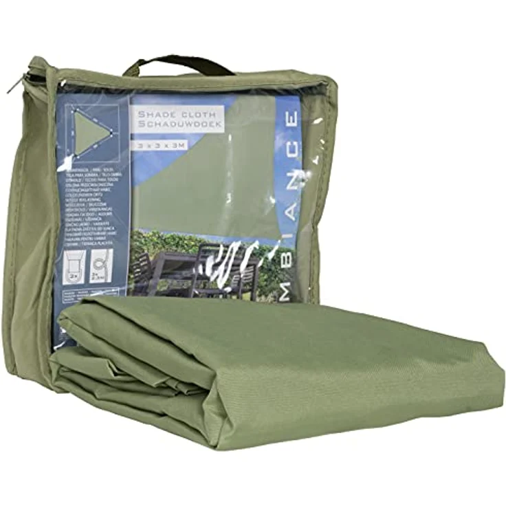 Trendyshop365 Sonnensegel 3x3 m dreieckig, wasserabweisend mit UV Schutz UPF 50+, olivgrün, inkl. Befestigungsseilen – Bild 3