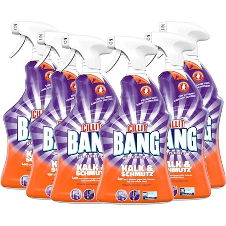 Cillit Bang Kraftreiniger Bad Kalk & Schmutz 6 x 1000 ml, Sauber 4x länger, entfernt 100 % Kalk in Sekunden, weiß – Bild 1