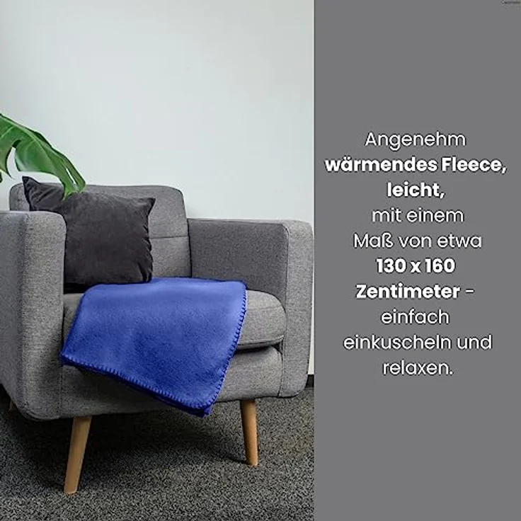 wometo 3er Set Polar Fleecedecke oekoTex 130x160 ca. 400g mit Anti-Pilling und Kettelrand blau dunkelblau – Bild 2